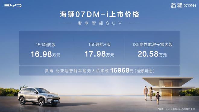 产品三类海狮07DM-i正式上市 售价1698万起 可选配车